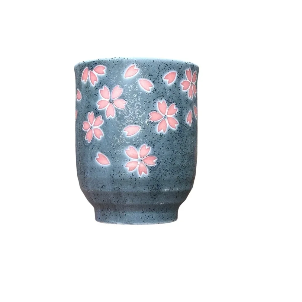 Chiyo Zakura Tea Cups Japanese Sakura Cherry Blossom Ceramic Blue Green Pink 2